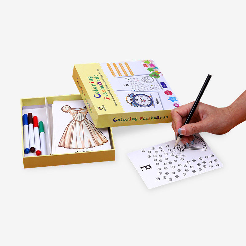 ภาพวาดสีสันและน่าสนใจ การ์ดการเล่นการศึกษาที่มีการปรับแต่งใช่